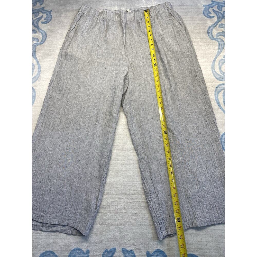 Eileen Fisher Pants XL Organic Linen Crinkle Cropped Wide Leg Coastal Resort - Picture 14 of 15
